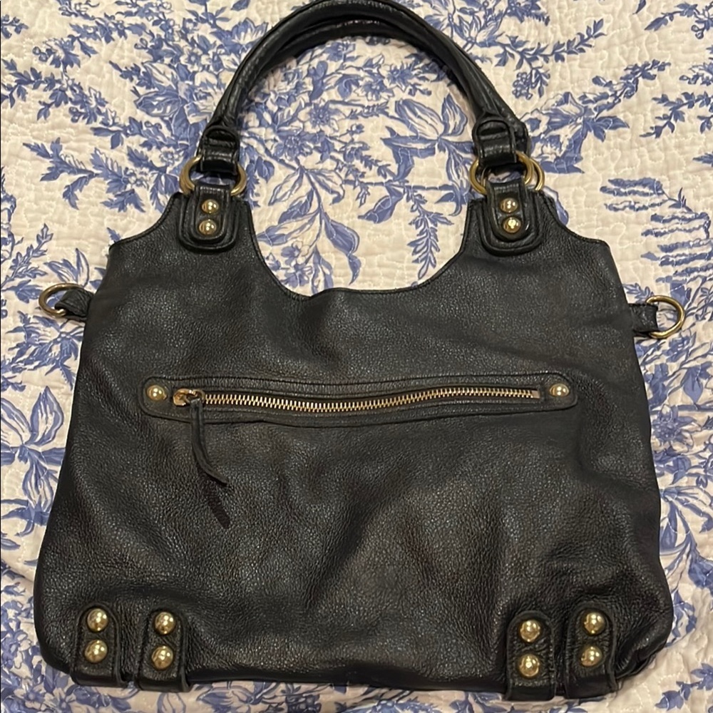 Large Linea Pelle Black Hobo crossbody. Soft leather. Comes with crossbody strap